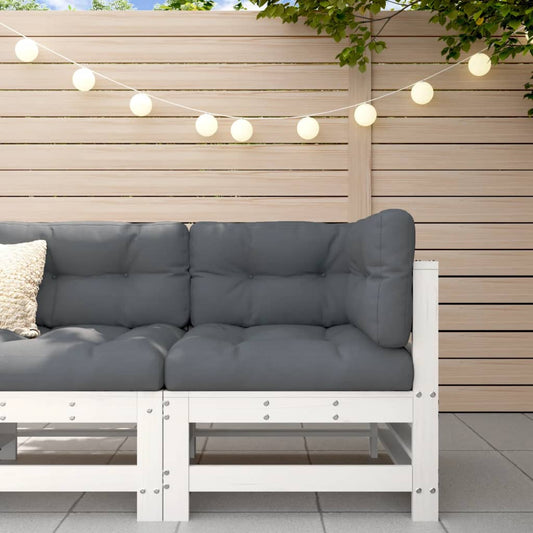 vidaXL Corner Sofa with Cushions White Solid Wood Pine