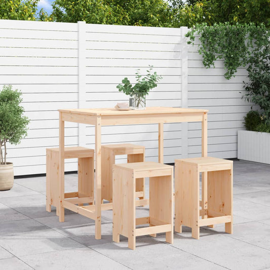 vidaXL 5 Piece Garden Bar Set Solid Wood Pine