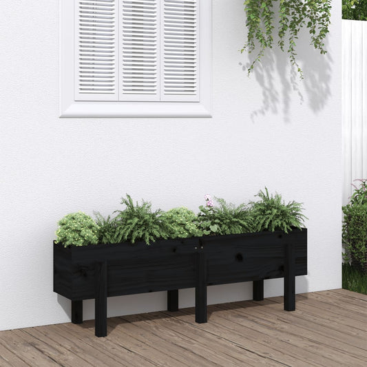 vidaXL Garden Raised Bed Black 121x30x38 cm Solid Wood Pine