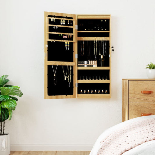 vidaXL Mirror Jewellery Cabinet with LED Lights Wall Mounted