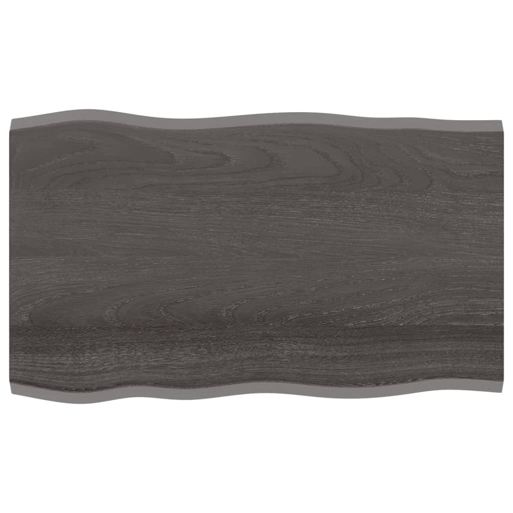 vidaXL Table Top Dark Grey 100x60x2 cm Treated Solid Wood Oak Live Edge