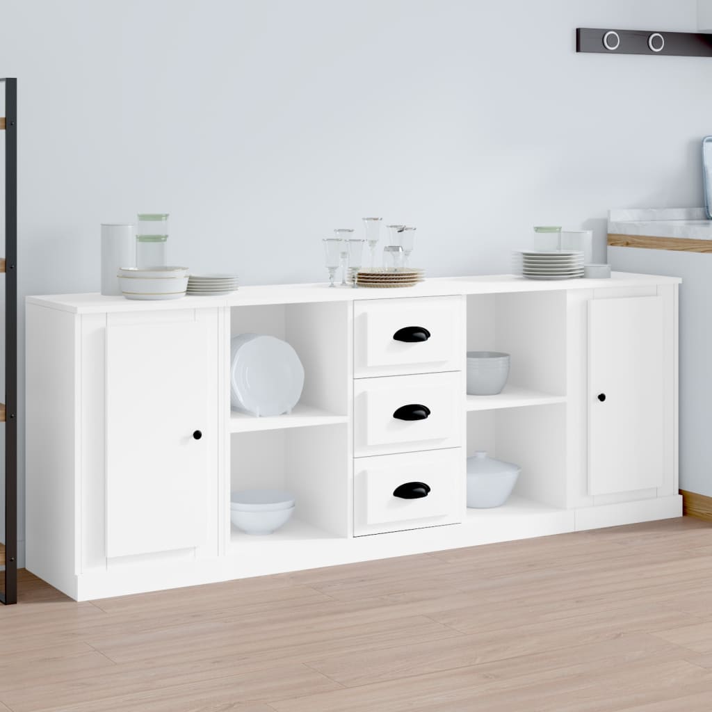 vidaXL Sideboards 3 pcs White Engineered Wood