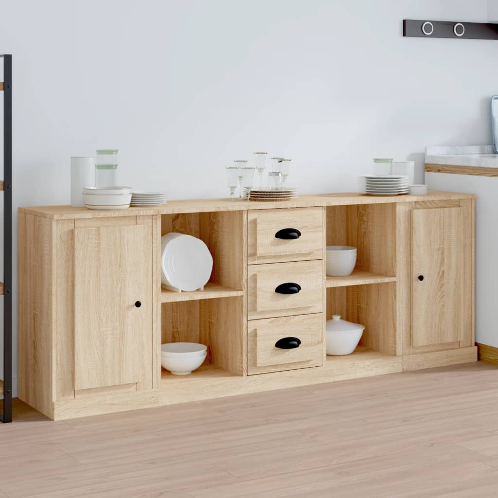 vidaXL Sideboards 3 pcs Sonoma Oak Engineered Wood