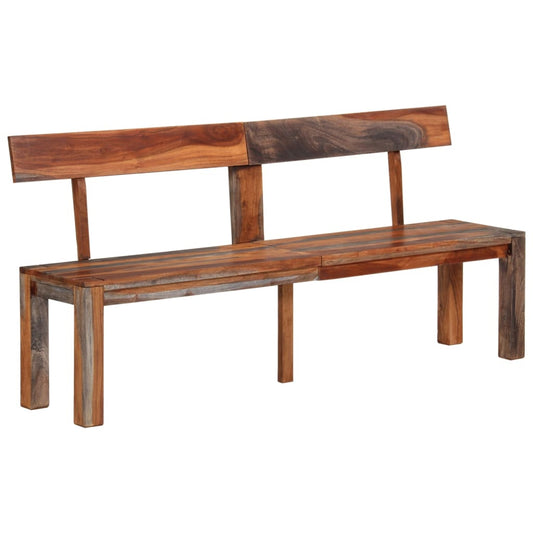 vidaXL Bench with Backrest 160 cm Grey Solid Wood Acacia
