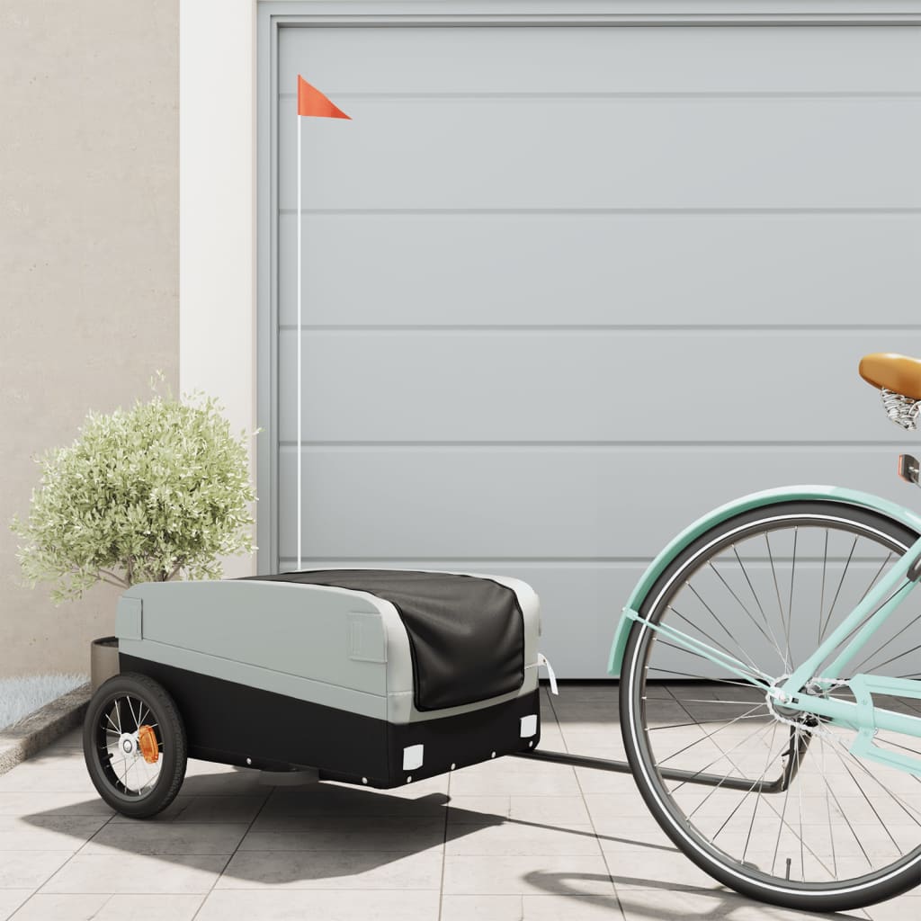 vidaXL Bike Cargo Trailer Black and Grey 30 kg Iron