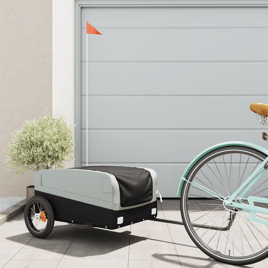 vidaXL Bike Cargo Trailer Black and Grey 30 kg Iron