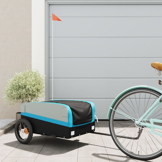 vidaXL Bike Cargo Trailer Black and Blue 30 kg Iron
