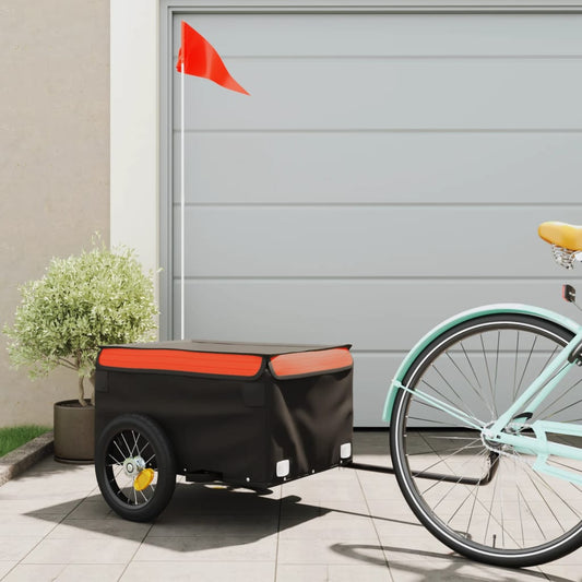vidaXL Bike Cargo Trailer Black and Orange 30 kg Iron