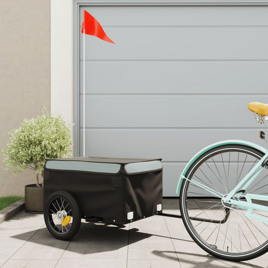 vidaXL Bike Cargo Trailer Black and Grey 30 kg Iron