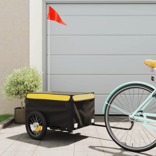 vidaXL Bike Cargo Trailer Black and Yellow 30 kg Iron