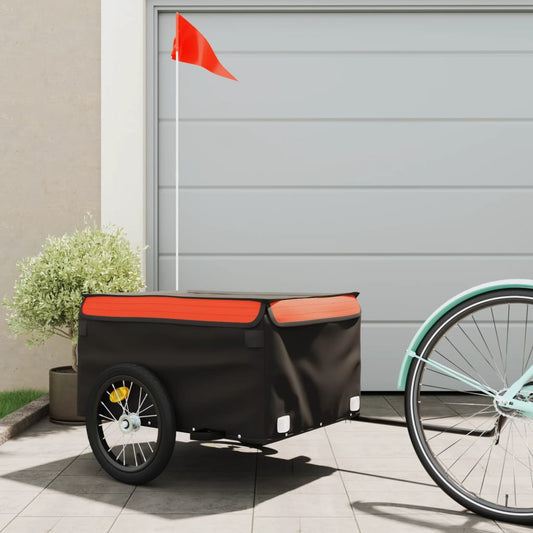 vidaXL Bike Cargo Trailer Black and Orange 45 kg Iron