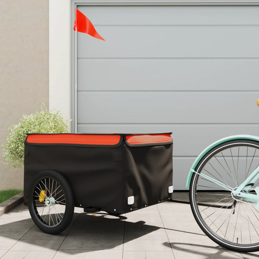 vidaXL Bike Cargo Trailer Black and Orange 45 kg Iron