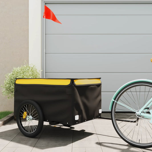 vidaXL Bike Cargo Trailer Black and Yellow 45 kg Iron
