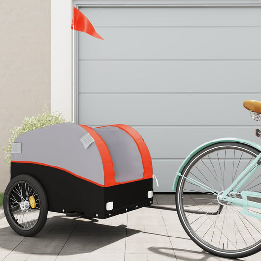 vidaXL Bike Cargo Trailer Black and Orange 45 kg Iron