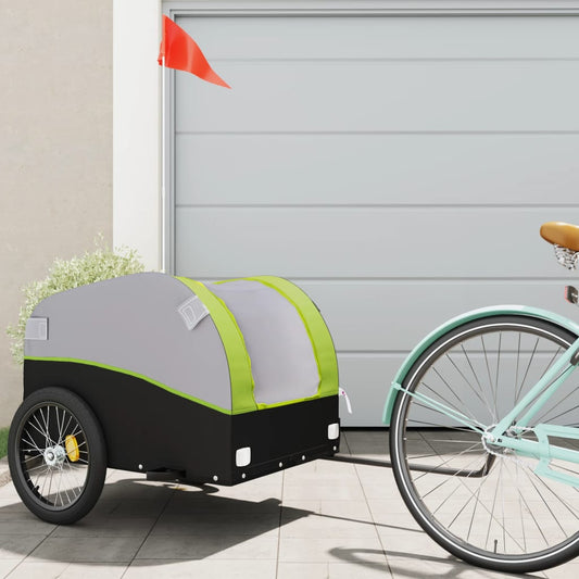 vidaXL Bike Cargo Trailer Black and Green 45 kg Iron
