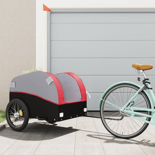 vidaXL Bike Cargo Trailer Black and Red 45 kg Iron