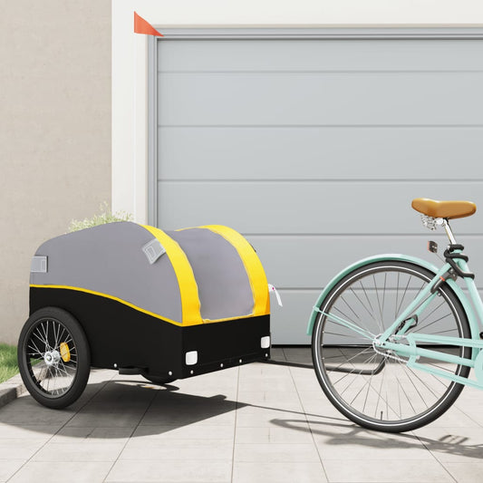 vidaXL Bike Cargo Trailer Black and Yellow 45 kg Iron