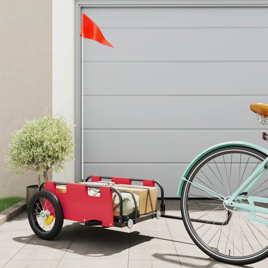 vidaXL Cargo Bike Trailer Red Oxford Fabric and Iron
