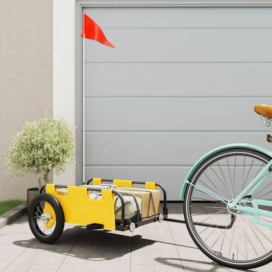 vidaXL Cargo Bike Trailer Yellow Oxford Fabric and Iron