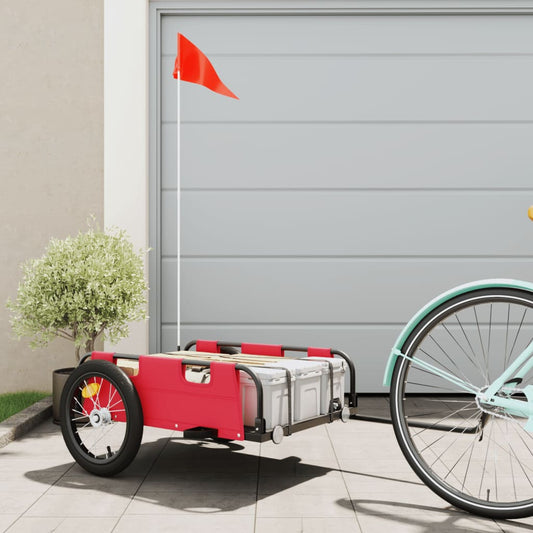vidaXL Cargo Bike Trailer Red Oxford Fabric and Iron