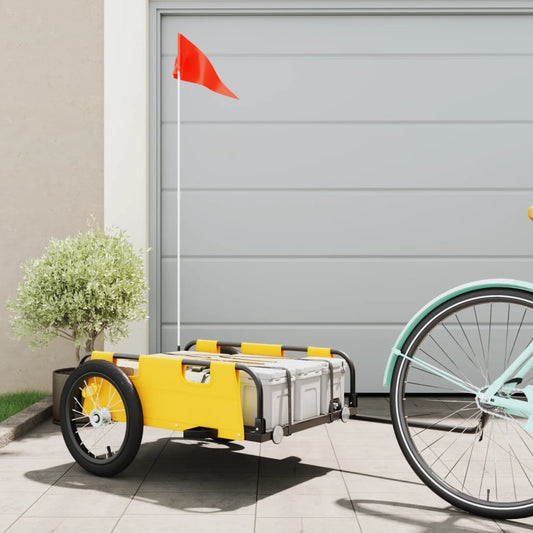 vidaXL Cargo Bike Trailer Yellow Oxford Fabric and Iron