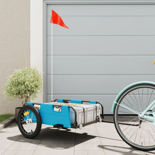 vidaXL Cargo Bike Trailer Blue Oxford Fabric and Iron