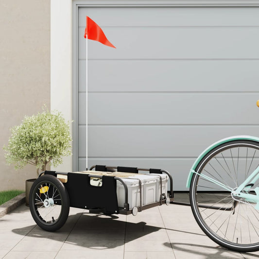 vidaXL Cargo Bike Trailer Black Oxford Fabric and Iron
