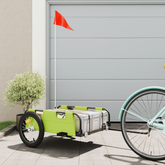 vidaXL Cargo Bike Trailer Green Oxford Fabric and Iron