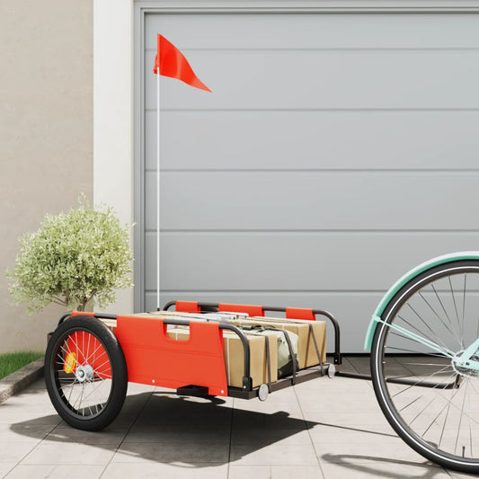 vidaXL Cargo Bike Trailer Orange Oxford Fabric and Iron