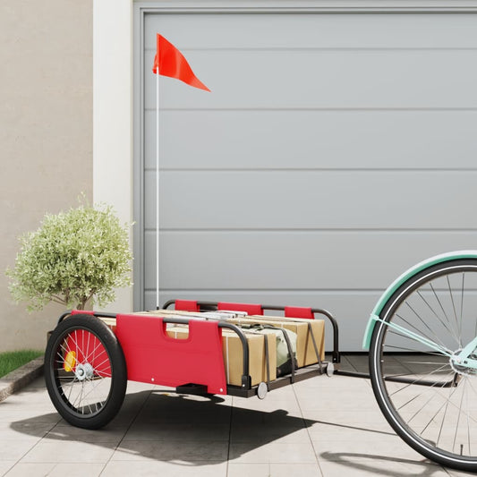 vidaXL Cargo Bike Trailer Red Oxford Fabric and Iron
