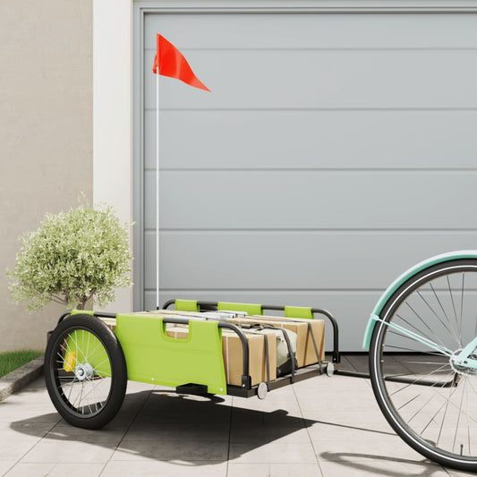vidaXL Cargo Bike Trailer Green Oxford Fabric and Iron