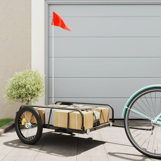 vidaXL Bike Cargo Trailer Black 135x70x37 cm Iron