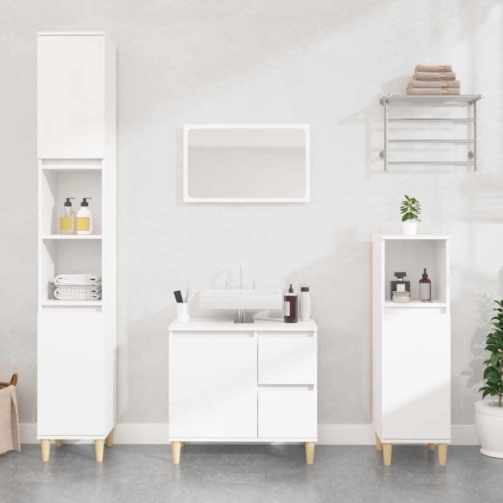 vidaXL 4 Piece Bathroom Furniture Set White Engineered Wood