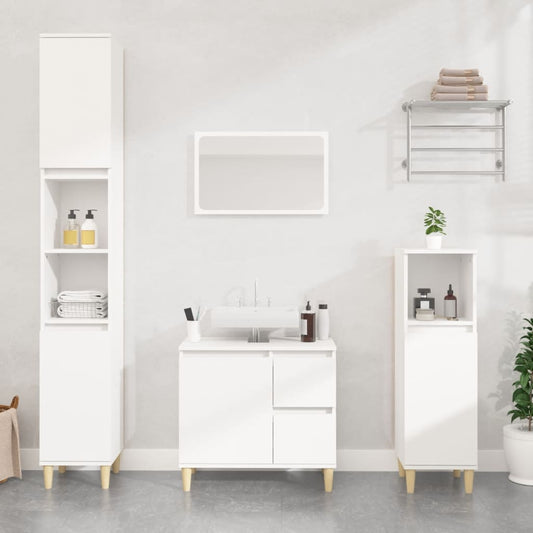 vidaXL 4 Piece Bathroom Furniture Set White Engineered Wood