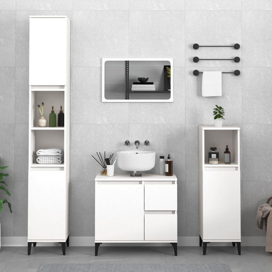 vidaXL 2 Piece Bathroom Furniture Set White Engineered Wood