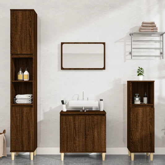 vidaXL 3 Piece Bathroom Furniture Set Brown Oak Engineered Wood
