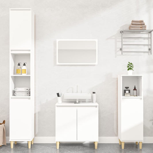 vidaXL 4 Piece Bathroom Furniture Set White Engineered Wood