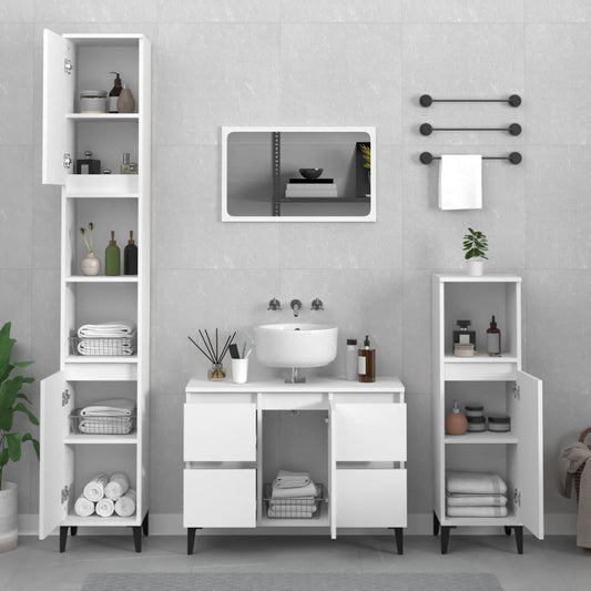 vidaXL 2 Piece Bathroom Furniture Set White Engineered Wood