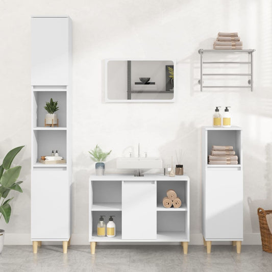 vidaXL 2 Piece Bathroom Furniture Set White Engineered Wood