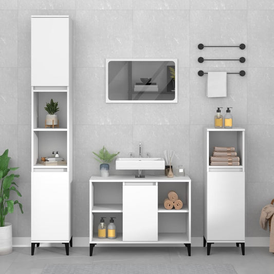 vidaXL 2 Piece Bathroom Furniture Set White Engineered Wood