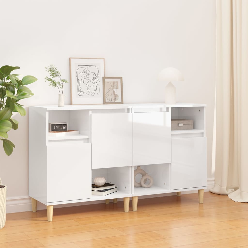 vidaXL Sideboards 2 pcs High Gloss White 60x35x70 cm Engineered Wood