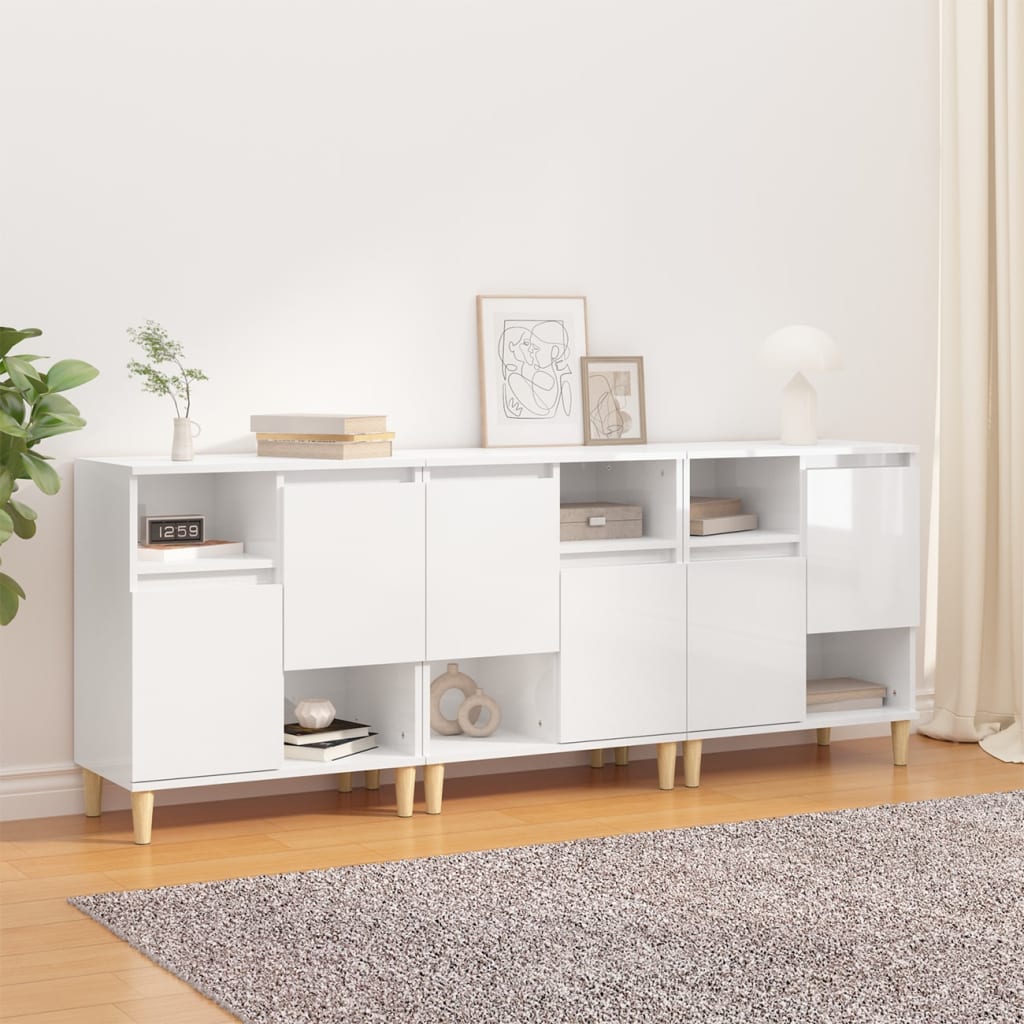 vidaXL Sideboards 3 pcs High Gloss White 60x35x70 cm Engineered Wood