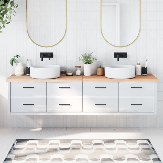 vidaXL Bathroom Countertop 220x60x(2-4) cm Untreated Solid Wood