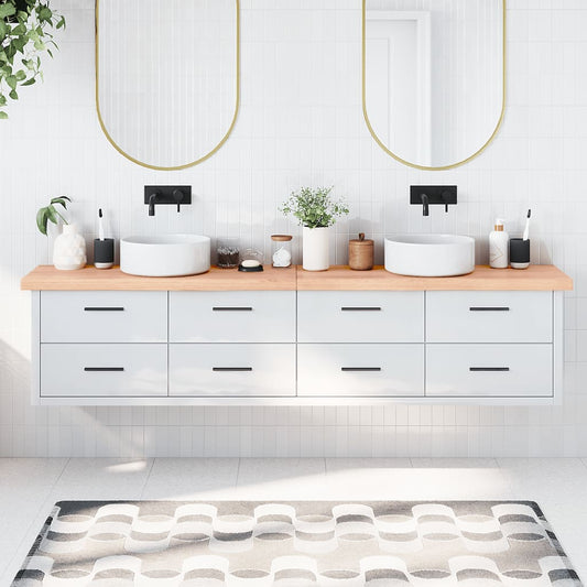 vidaXL Bathroom Countertop Light Brown 220x40x(2-6)cm Treated Solid Wood