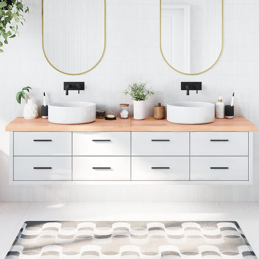 vidaXL Bathroom Countertop Light Brown 220x50x(2-6)cm Treated Solid Wood