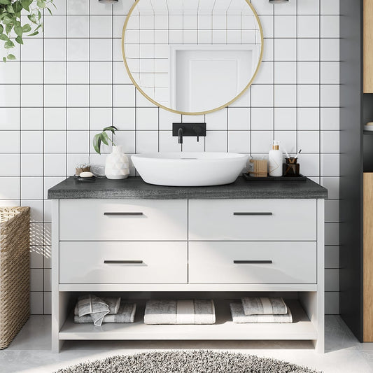 vidaXL Bathroom Countertop Dark Grey 100x30x(2-6) cm Treated Solid Wood