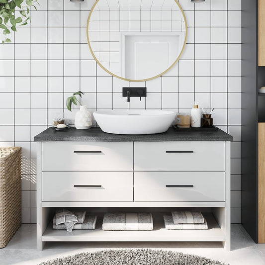 vidaXL Bathroom Countertop Dark Grey 100x40x(2-4) cm Treated Solid Wood