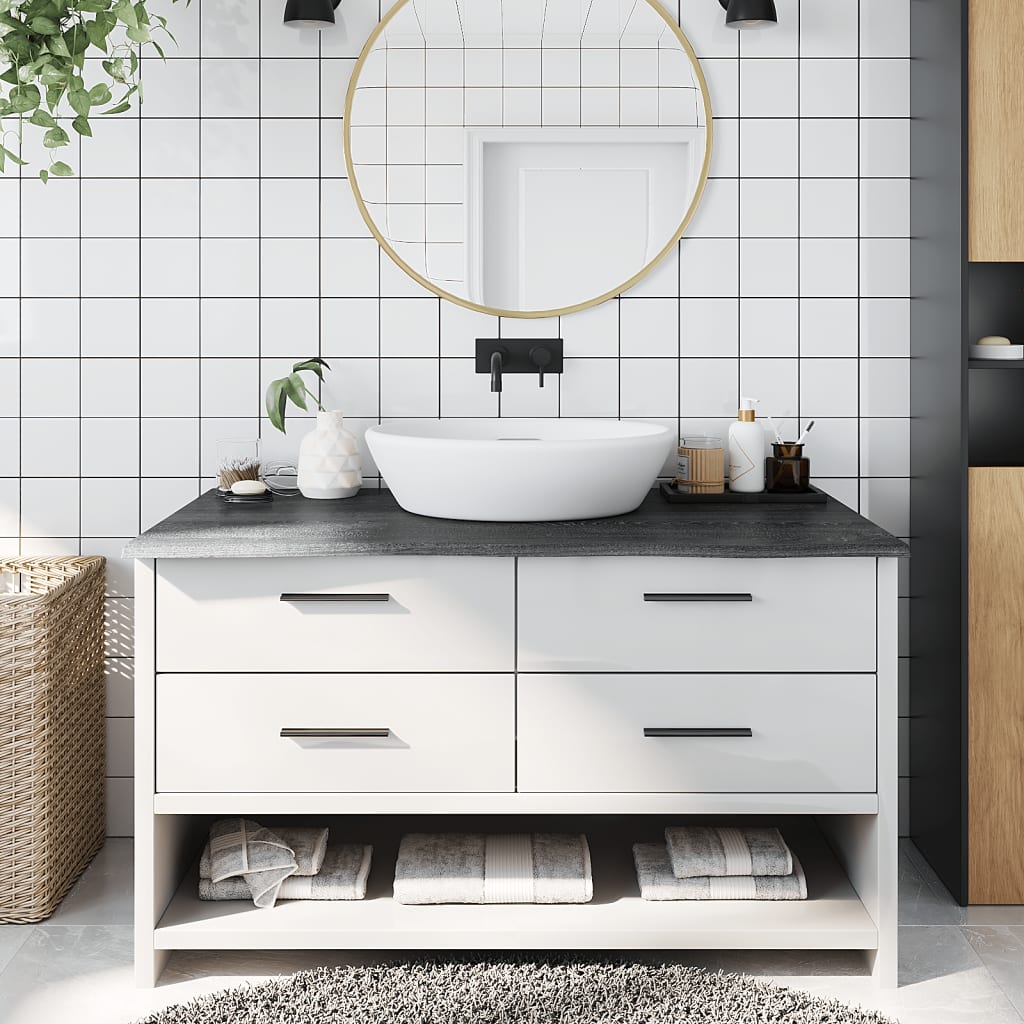 vidaXL Bathroom Countertop Dark Grey 100x50x2 cm Treated Solid Wood