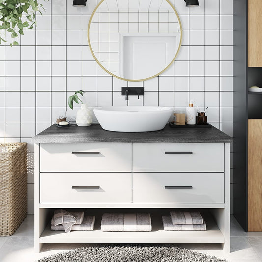vidaXL Bathroom Countertop Dark Grey 100x50x(2-4) cm Treated Solid Wood