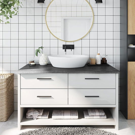vidaXL Bathroom Countertop Dark Grey 100x60x(2-4) cm Treated Solid Wood